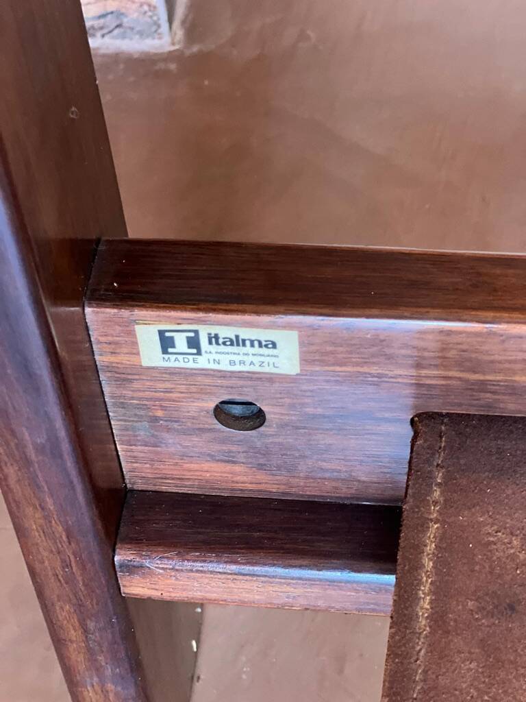 Brazilian jacaranda and leather sofa by Jean Gillon for Italma 1960