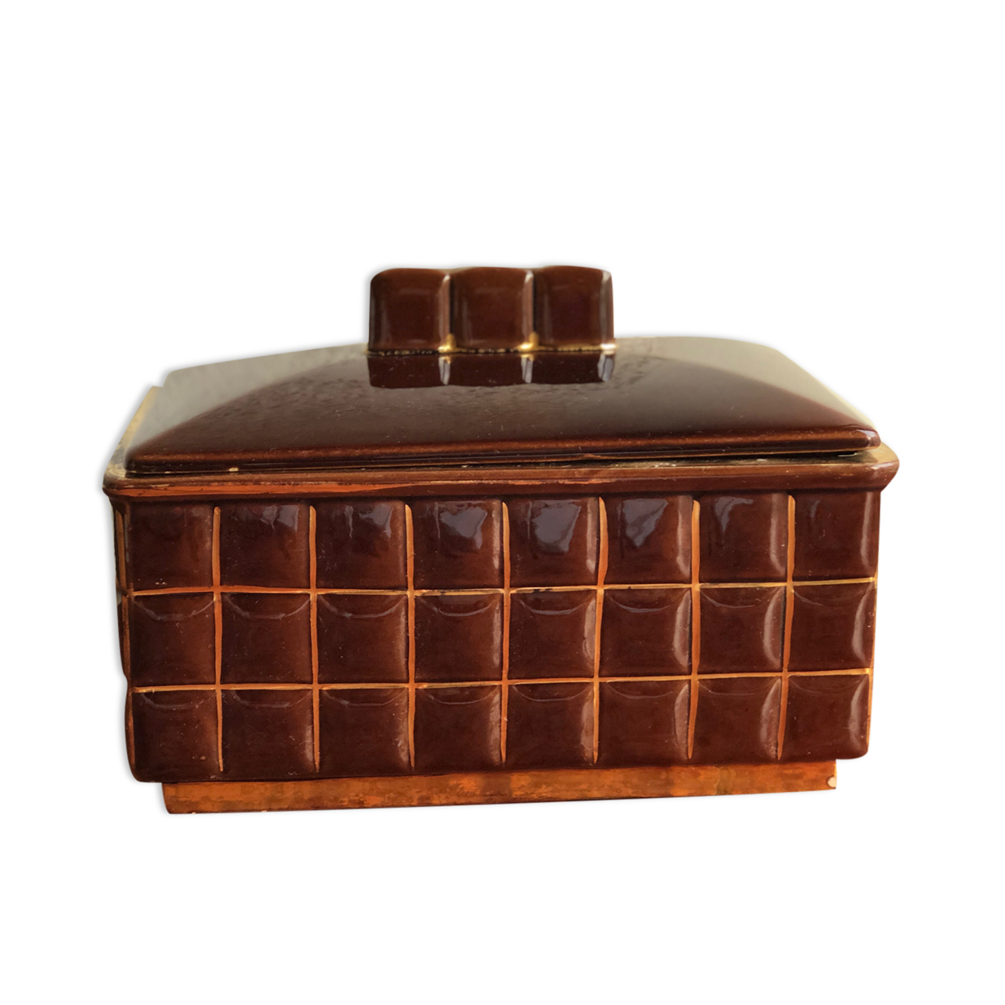 Art Deco earthenware cookie box
