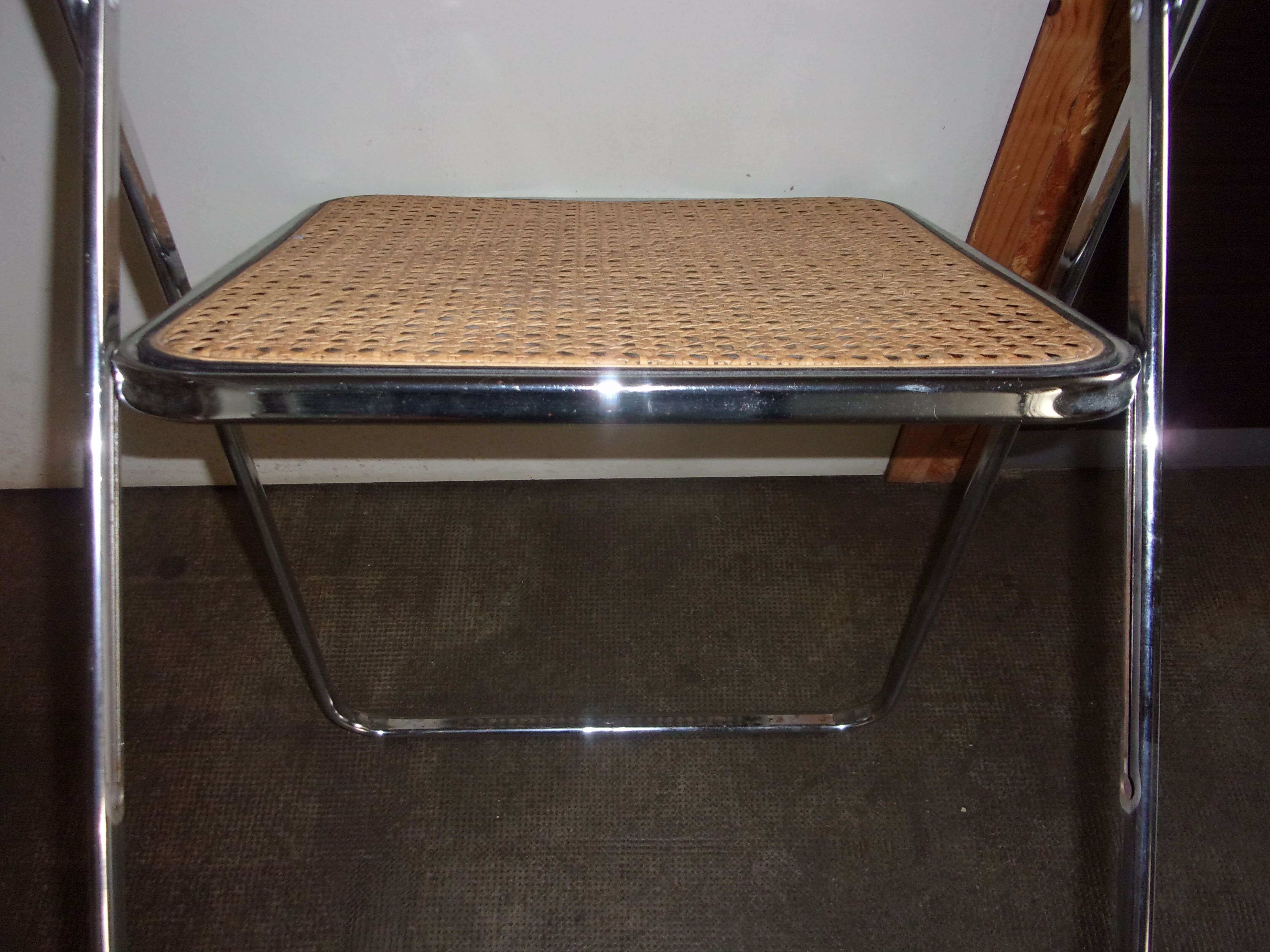 Chrome cane folding chairs 1970