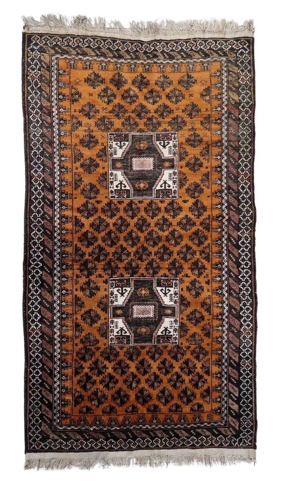 Handmade antique Afghan Baluch rug 107cm x 189cm, 1920s