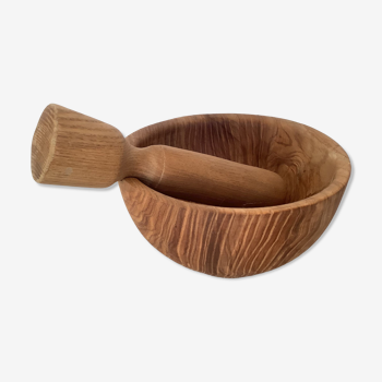 Wooden mortar with a pestle