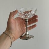 Set of 2 vintage glasses in metal and thick chiseled glass