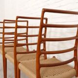 6 x vintage dining chairs | Niels Otto Møller | Model 82 | Papercord | Teak