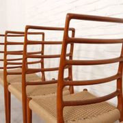 6 x vintage dining chairs | Niels Otto Møller | Model 82 | Papercord | Teak