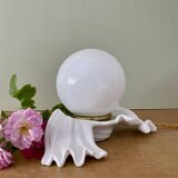 Old lamp in white and opaline ceramic
