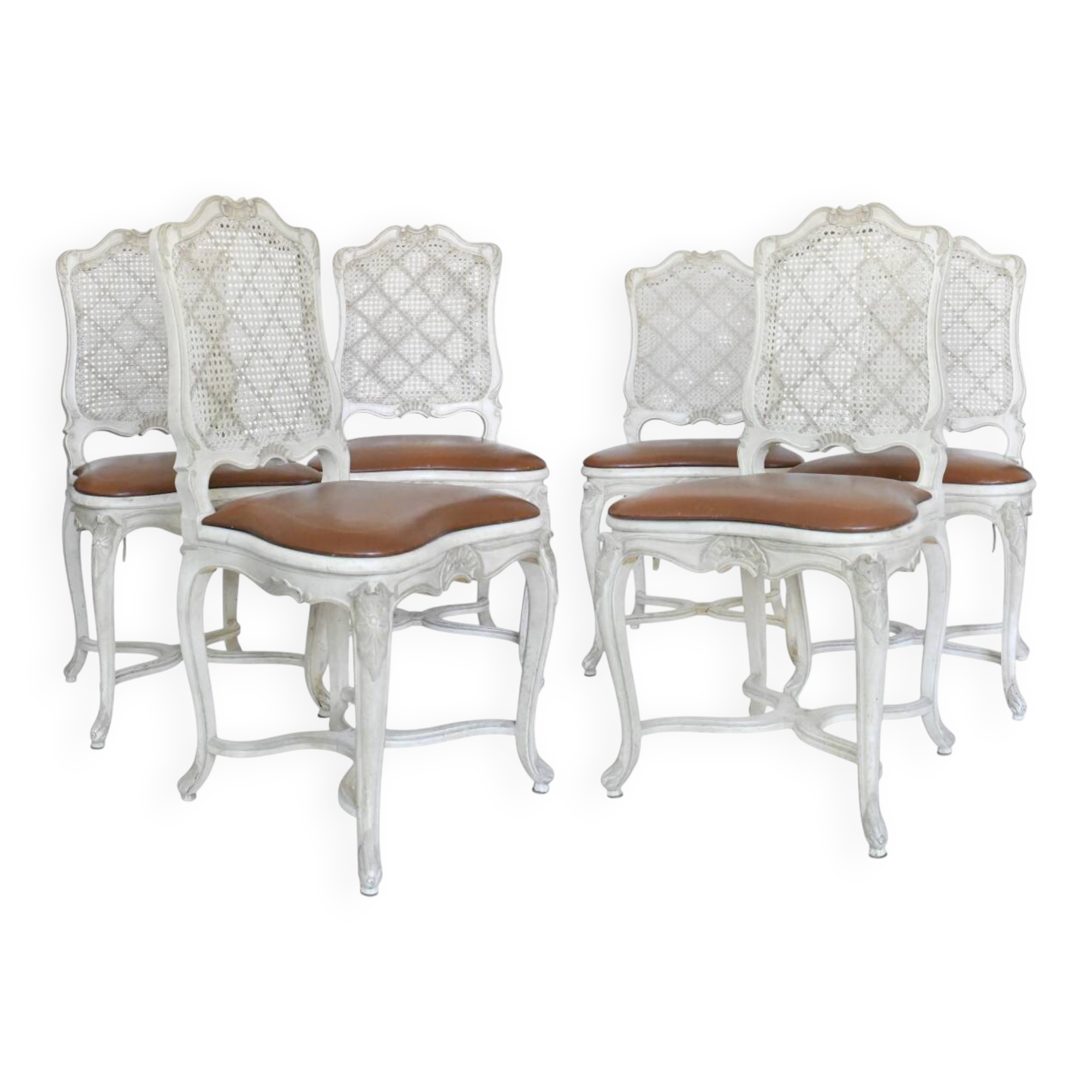 Suite de 6 chaises cannées de style Régence