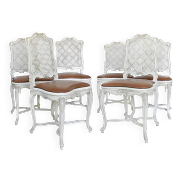 Set of 6 caned chairs in Regency style
