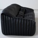 Black Leather Sandra Sofa Set by Annie Hieronimus for Ligne Roset, 1973, Set of 6