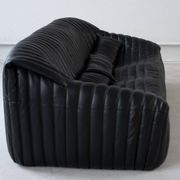 Black Leather Sandra Sofa Set by Annie Hieronimus for Ligne Roset, 1973, Set of 6