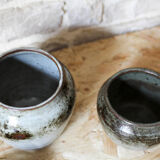 2 stoneware pots by Chantal and Thierry Robert - Puisaye