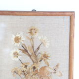 Nice table of dried flowers on beige linen