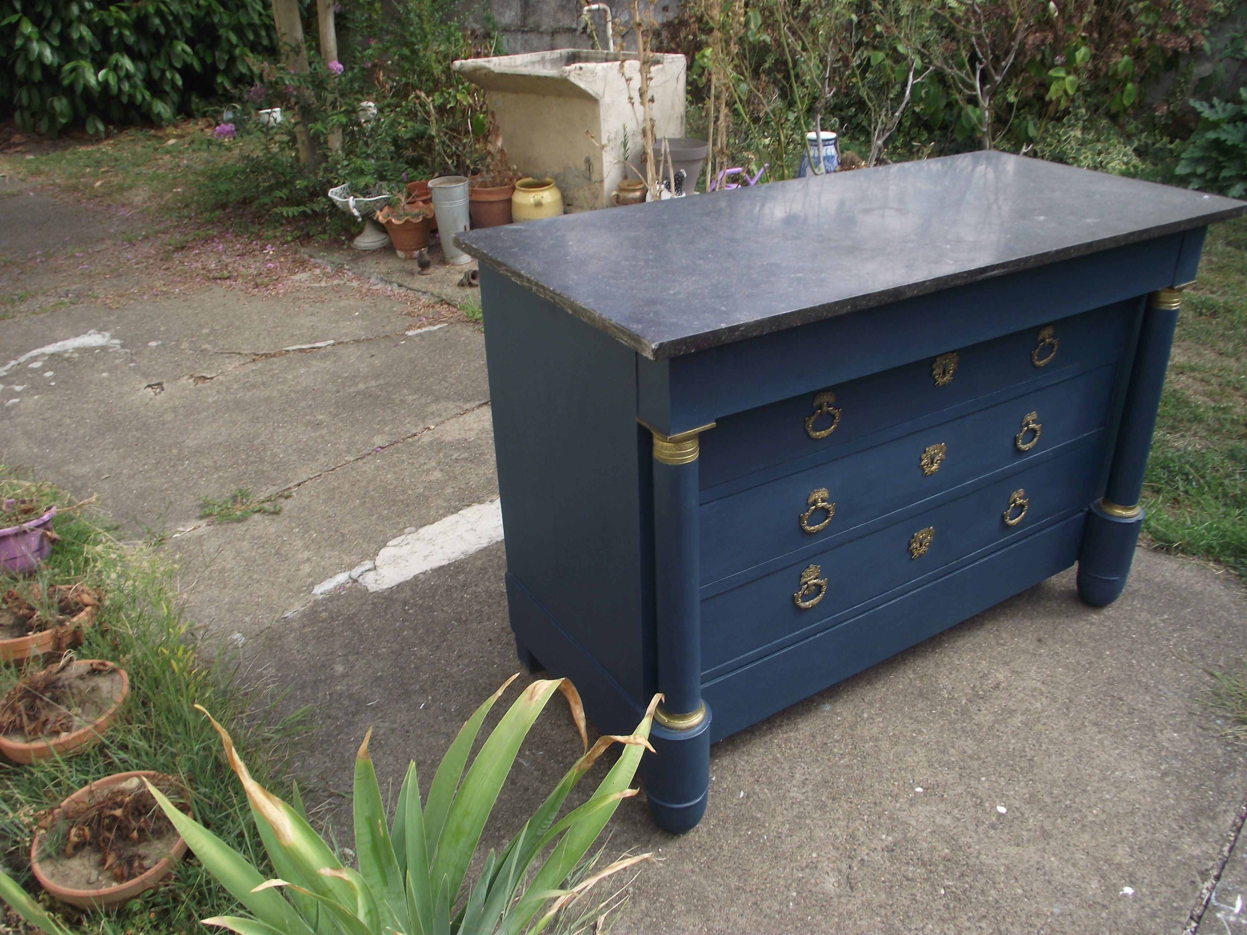 Chest of drawers Empire 19th on marble
