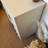 Vintage white chest of drawers with compass feet