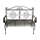Green patinated iron garden bench
