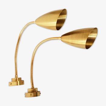 Pair of 1970 solid brass wall sconces