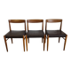 3 chaises scandinaves vintage en teck et skaï marron