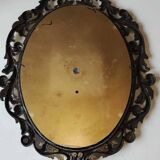 Ancien Miroir ovale Brevettato, style Baroque/Rococo. En bronze à patine dorée. Dim 34 x 25,5 cm