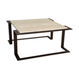 Italian mid-century travertine marble coffee table and metal base, 1970