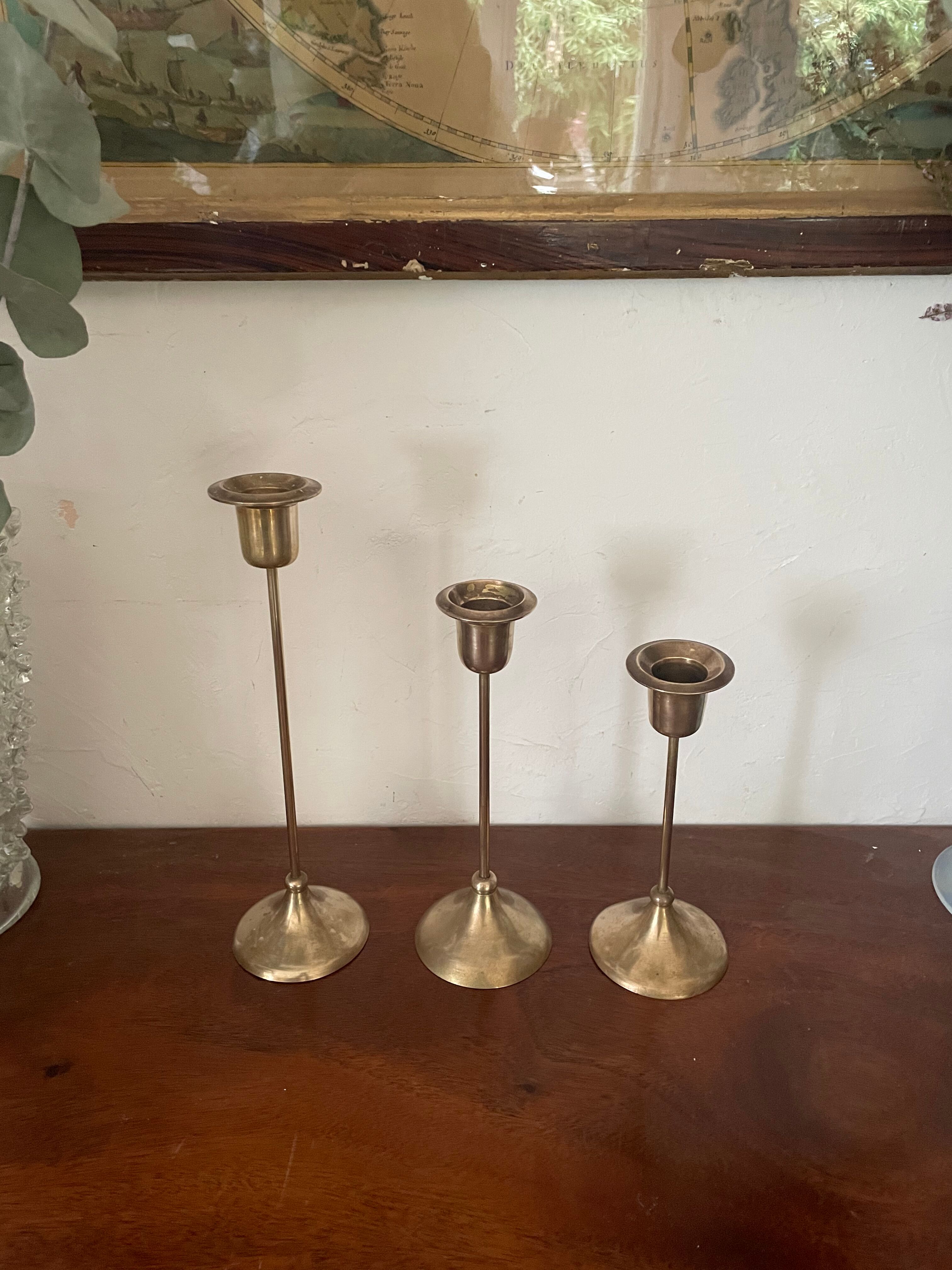 Scandinavian candlesticks in vintage brass