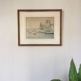 Émile RAISSIGUIER 1851-1932. The Seine at the Pont Neuf, 1884. Watercolour.