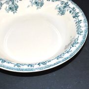 Choisy-le-Roi flat hollow salad decorated with blue and green roses by Hippolyte Boulenger.
