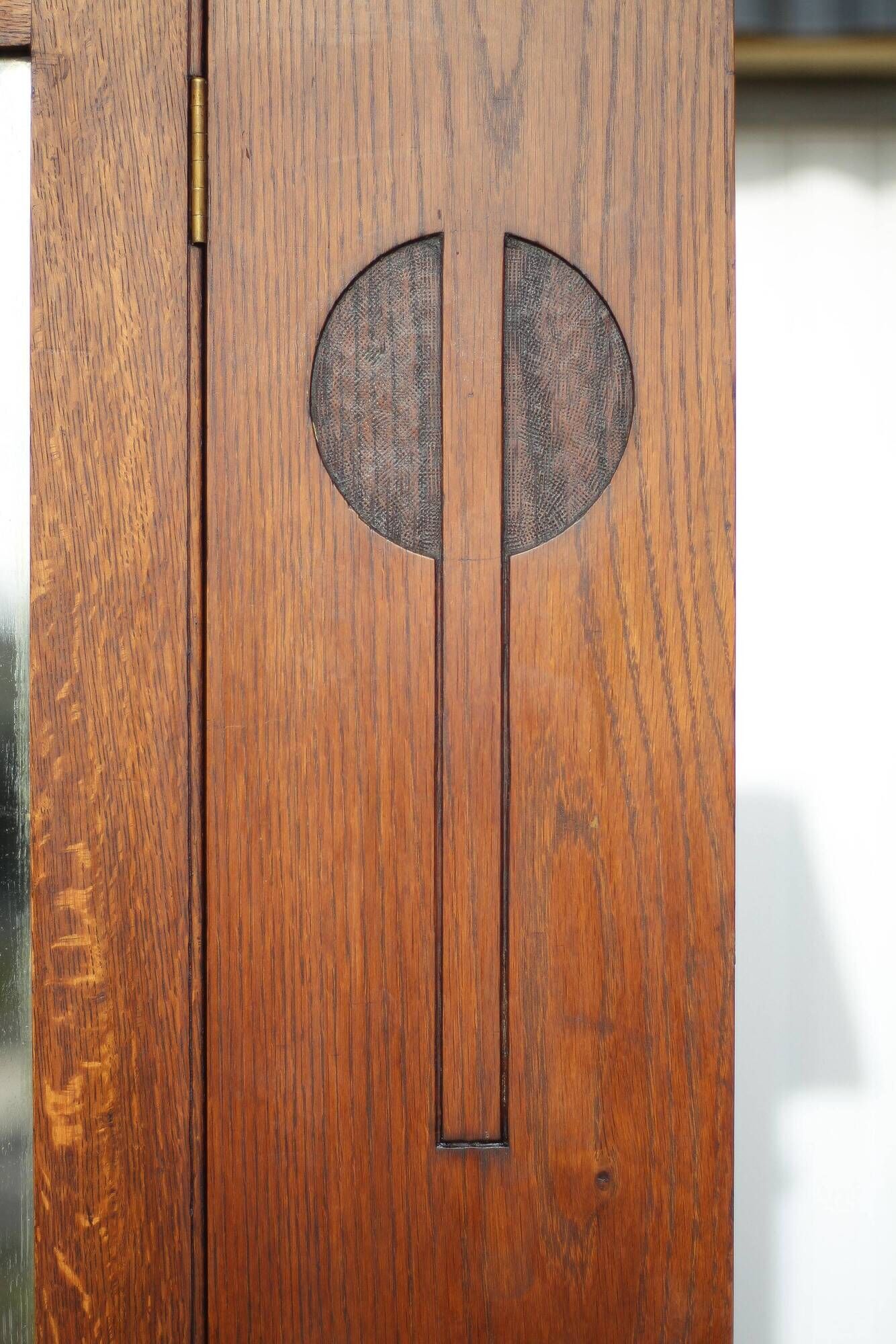 Vintage wardrobe, 1-door wooden wardrobe with beveled mirror, hanging wardrobe