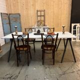 Patinated trestle table