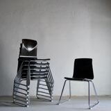 7 chaises empilables en acier tubulaire Pagholtz | Allemagne de l’Ouest | années 1960
