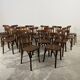 Set of 17 vintage bistro chairs in curved wood — striped seat, be