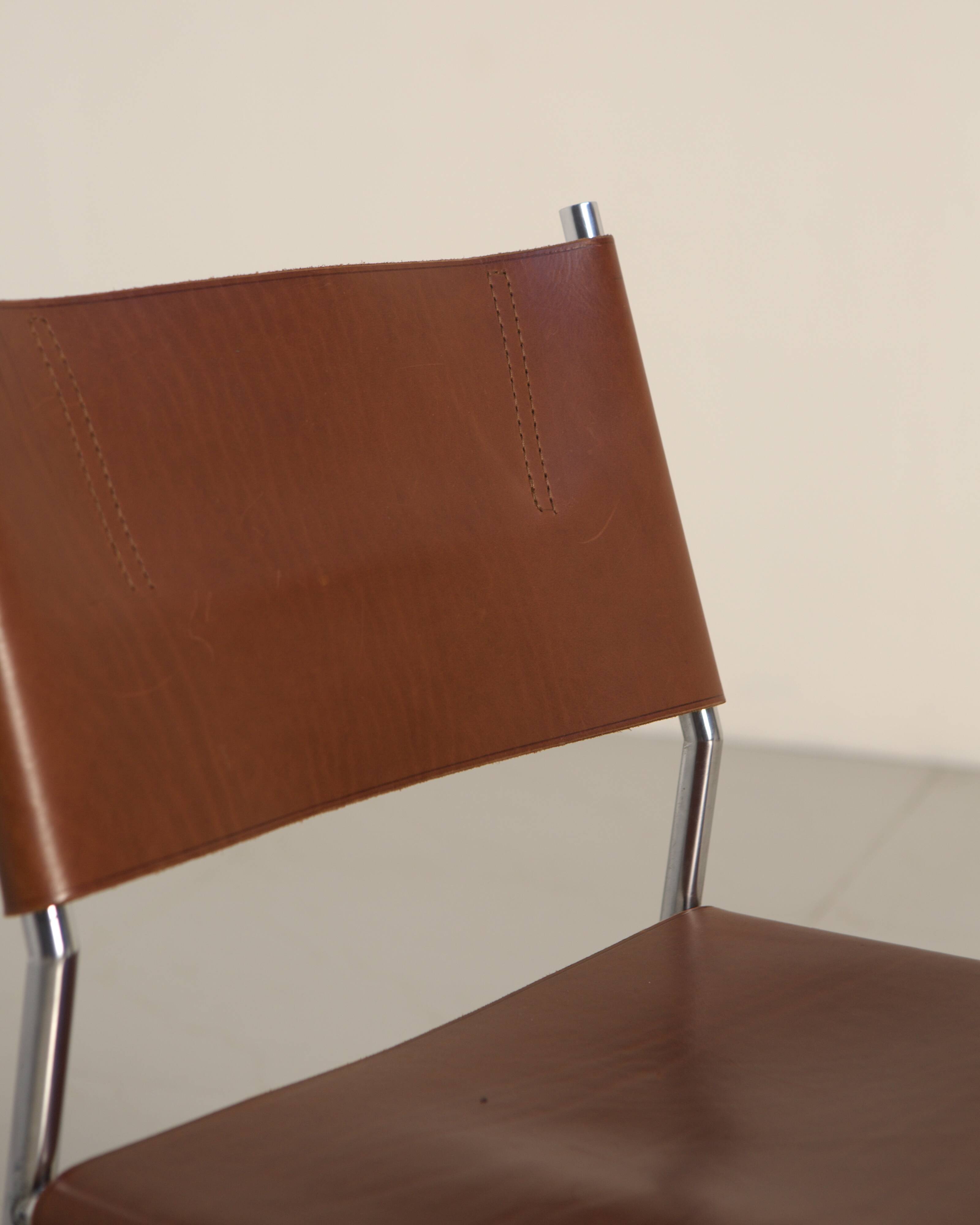 4 "SE06" brown leather chairs by Martin Visser for Spectrum 80's