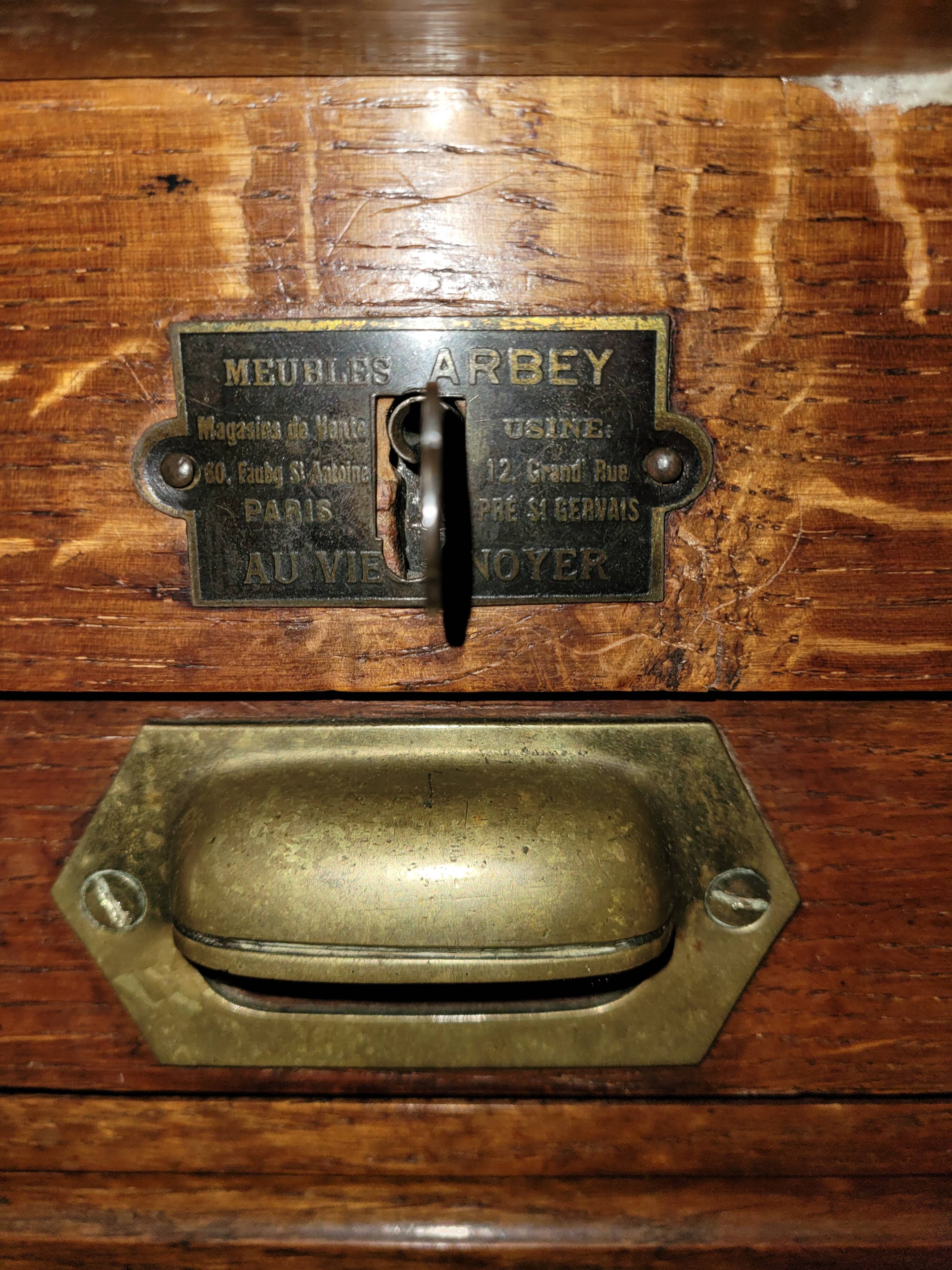 Old double curtained oak filing cabinet