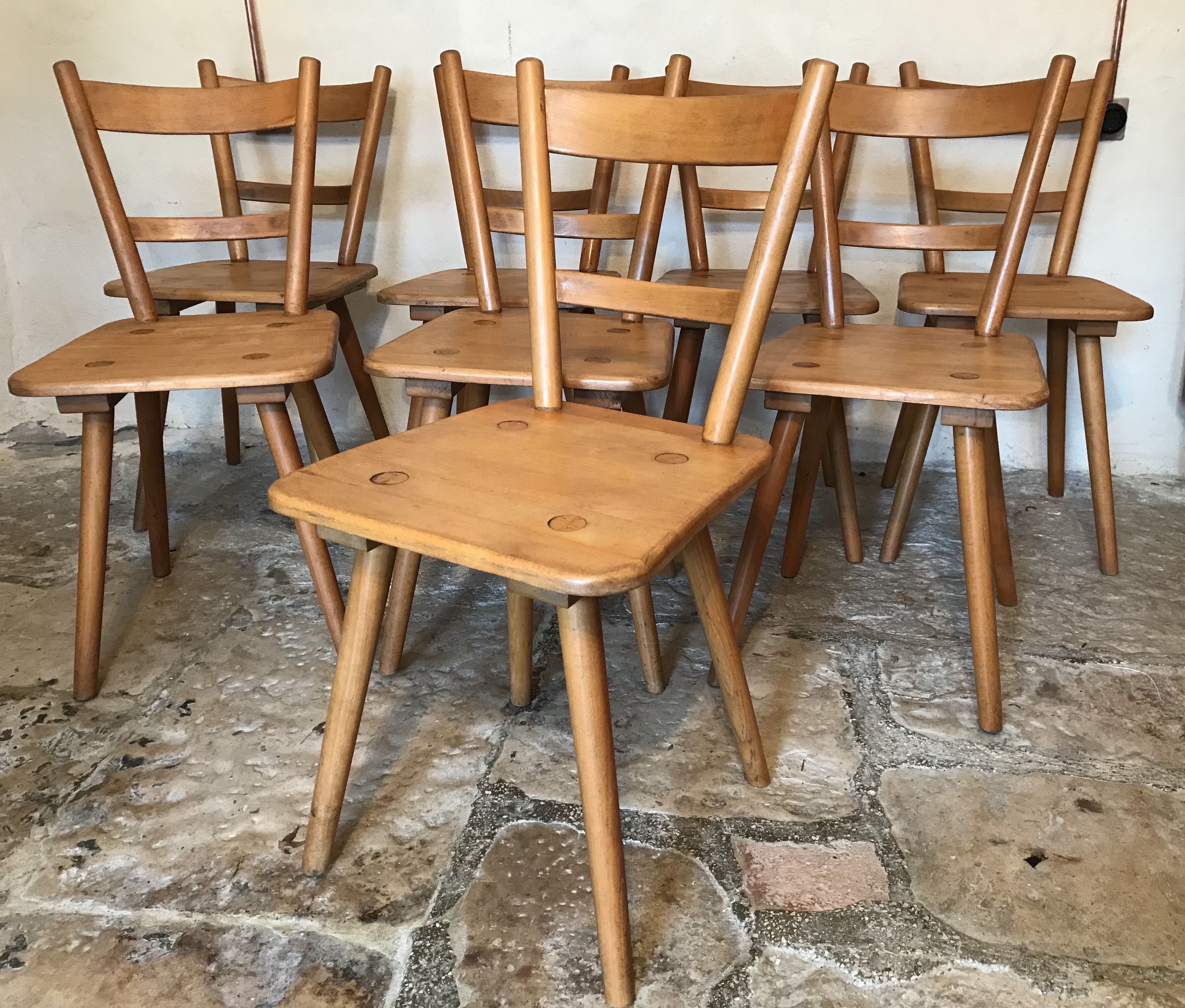 Set of eight vintage chairs by Adolf Schneck late 1940