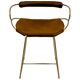 Kitchen bar stool with a brass metal backrest and natural tan tobacco leather.