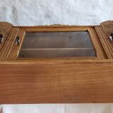 Art-deco wall showcase in raw oak