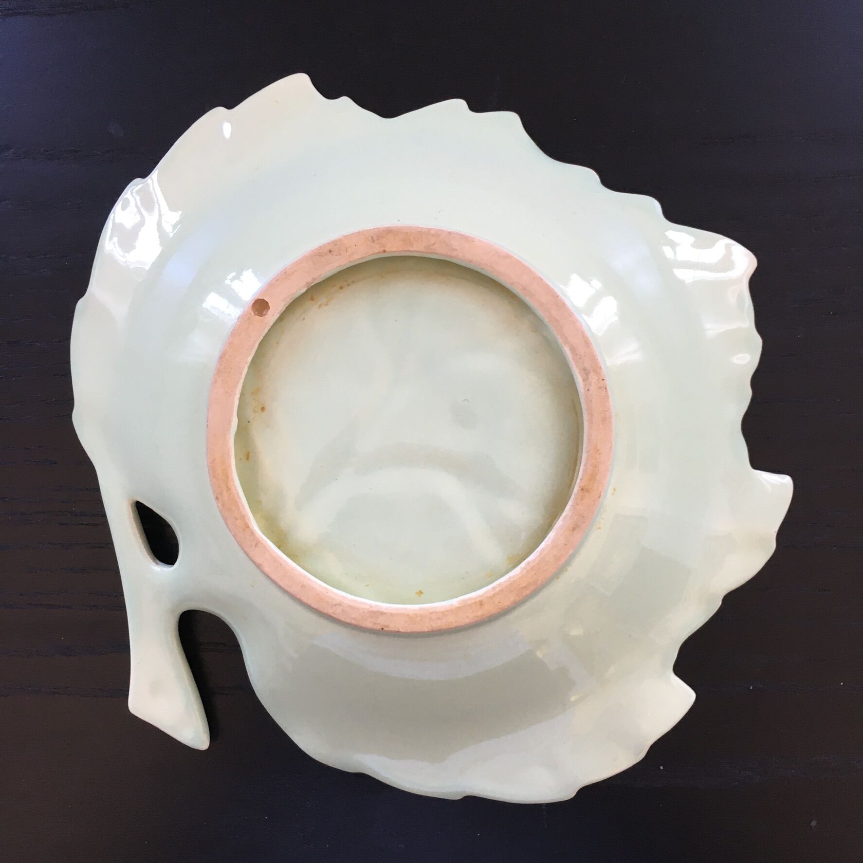 Vide poche feuille céladon et or