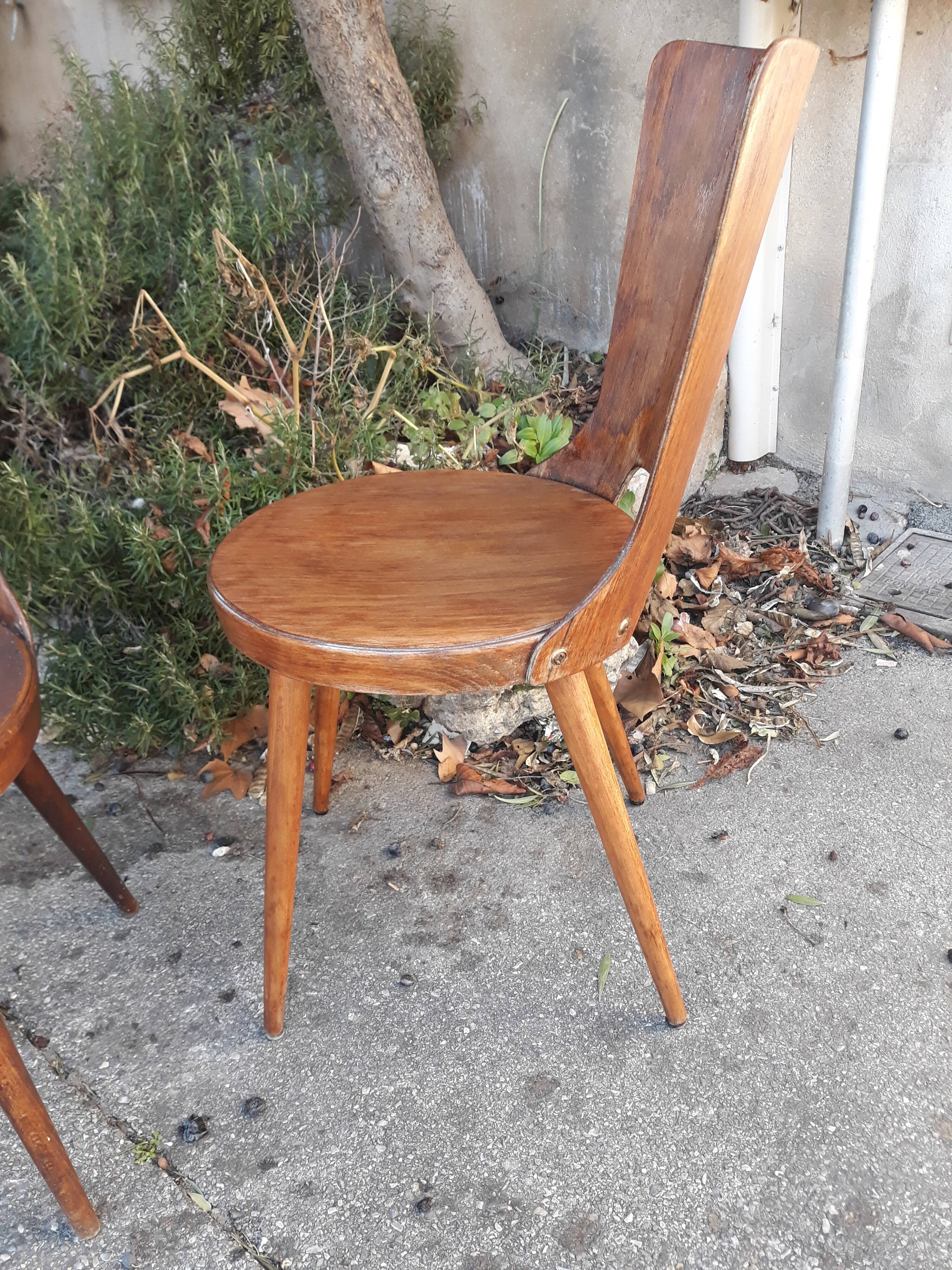 Série de 3 chaises Baumann modèle Dove vintage