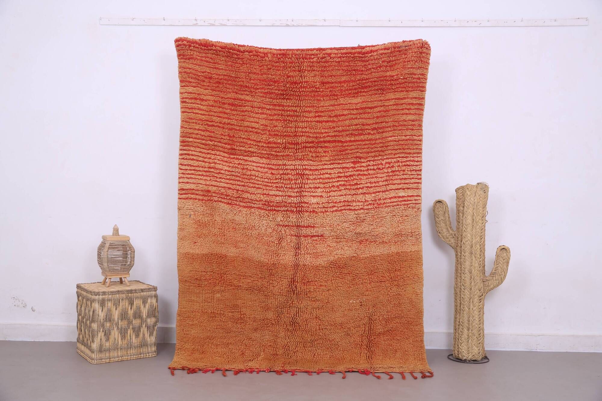 Orange Vintage Moroccan Rug 139 x 190 cm - Berber Rug - Handmade Wool Rug
