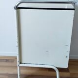 Boarding school bedside table, nightstand, in metal