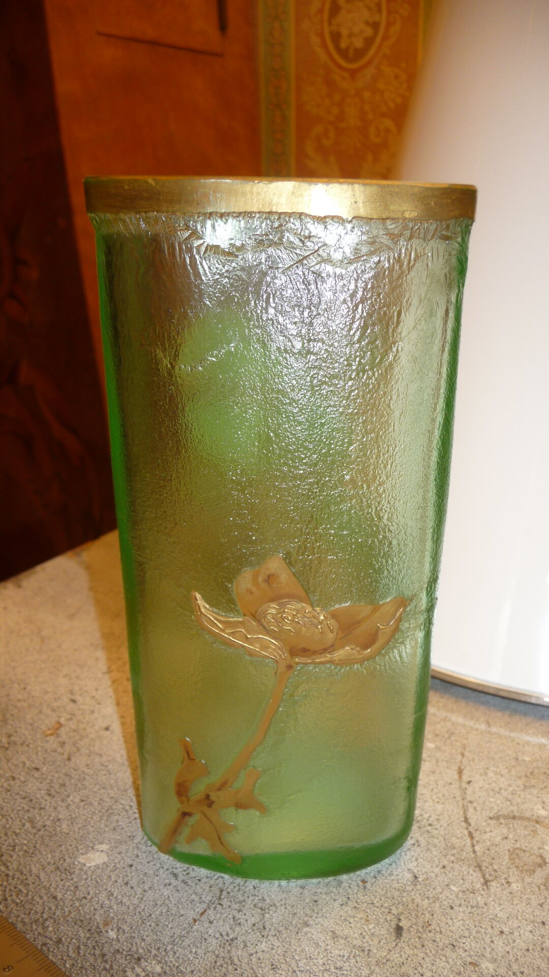 Montjoye enamelled glass vase,