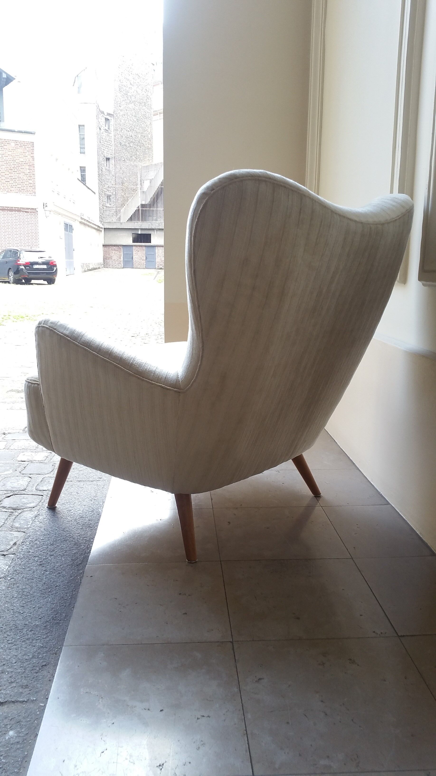 Set of 4 chairs organic wingback chairs of the 50s/60s vintage