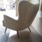 Set of 4 chairs organic wingback chairs of the 50s/60s vintage