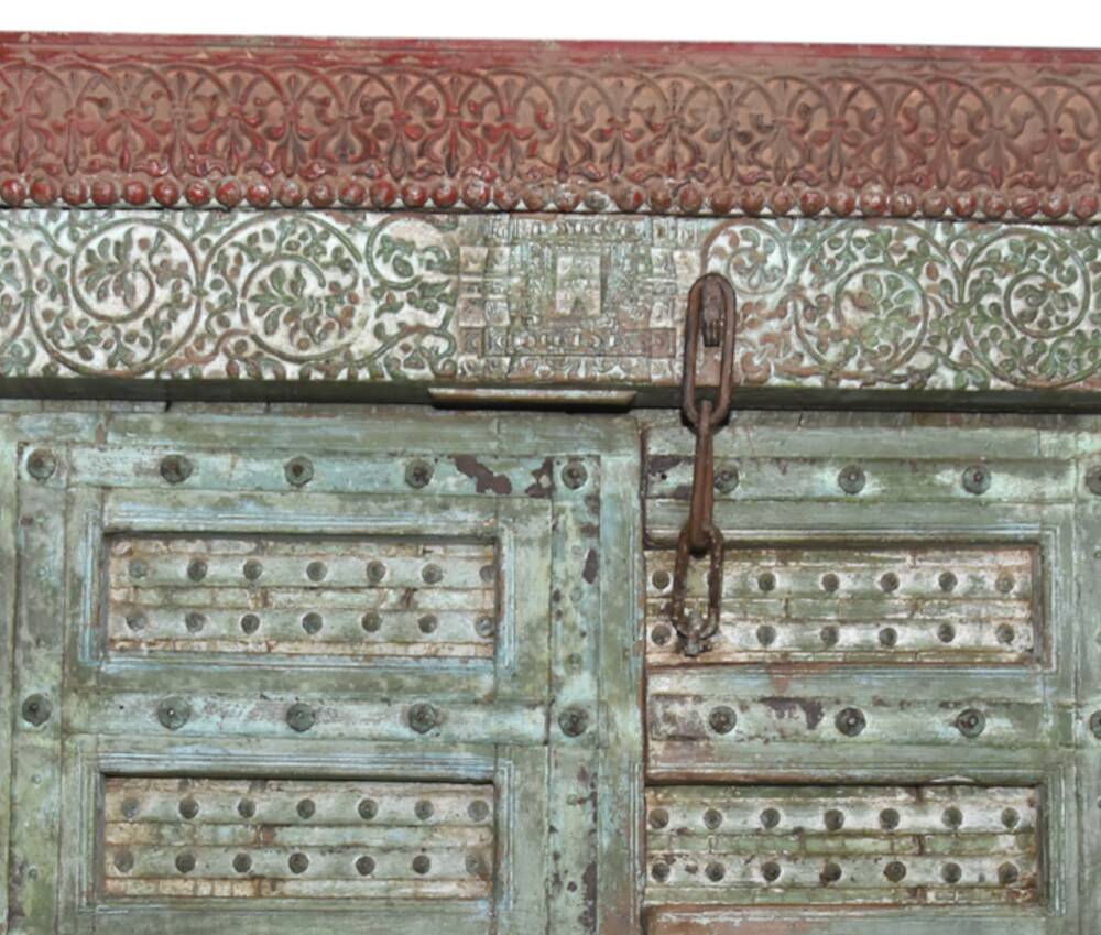 Old Indian door in old teak, original piece and patina