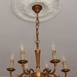Lustre en bronze de style louis xvi, 6 lampes