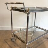 Silver brass rolling table with removable trays