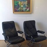 Scandinavian design leather armchair 70s