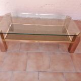 Table basse vintage dorée à l'or fin 23carats par Belgo Chrome