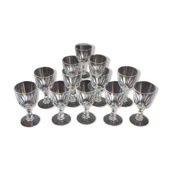 Set of two chest of small glasses with vintage Arques crystal liqueur