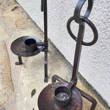 Vintage brutalist steel candle holder