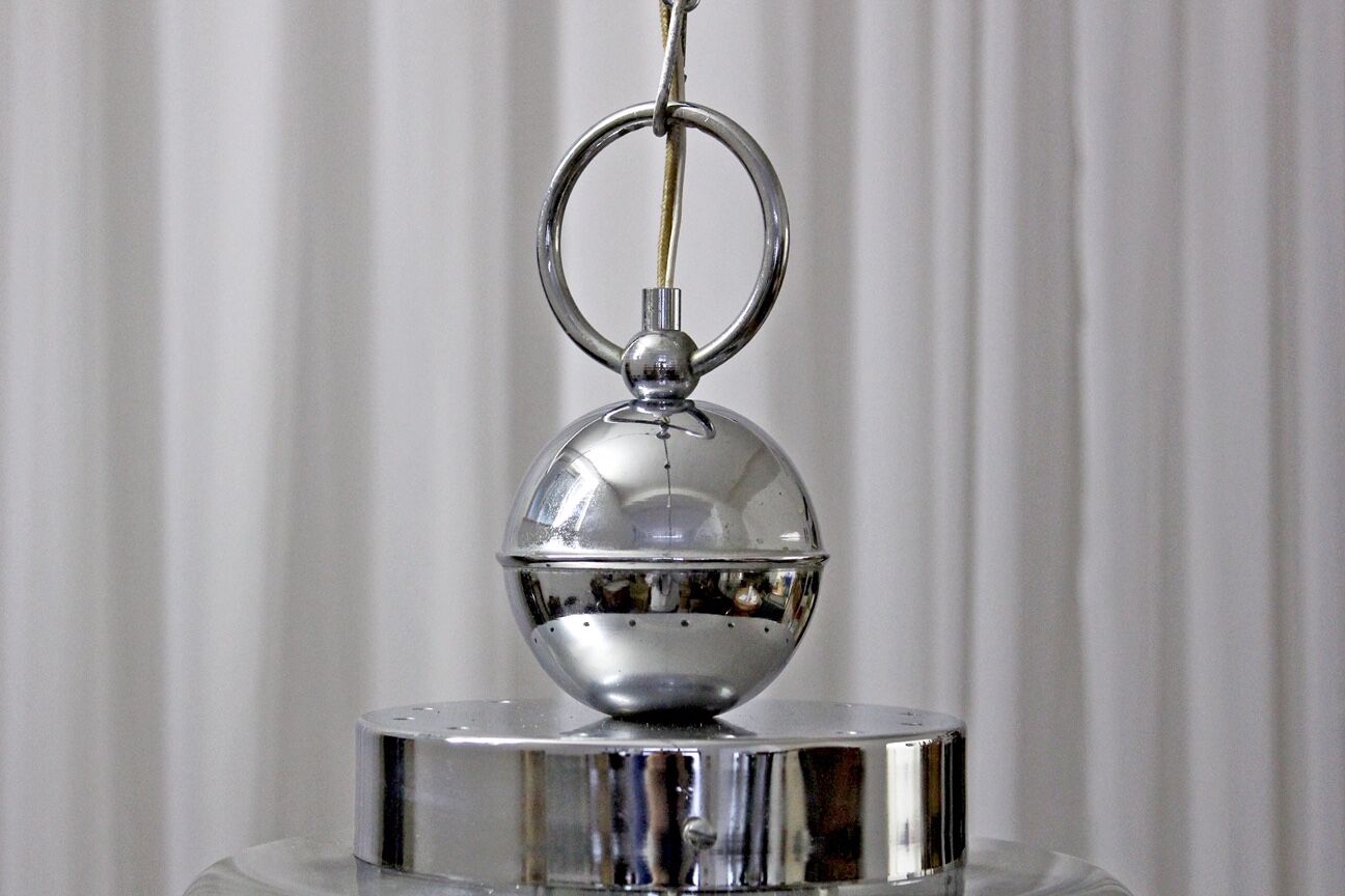 Vintage chrome hanging lamp, 1970s