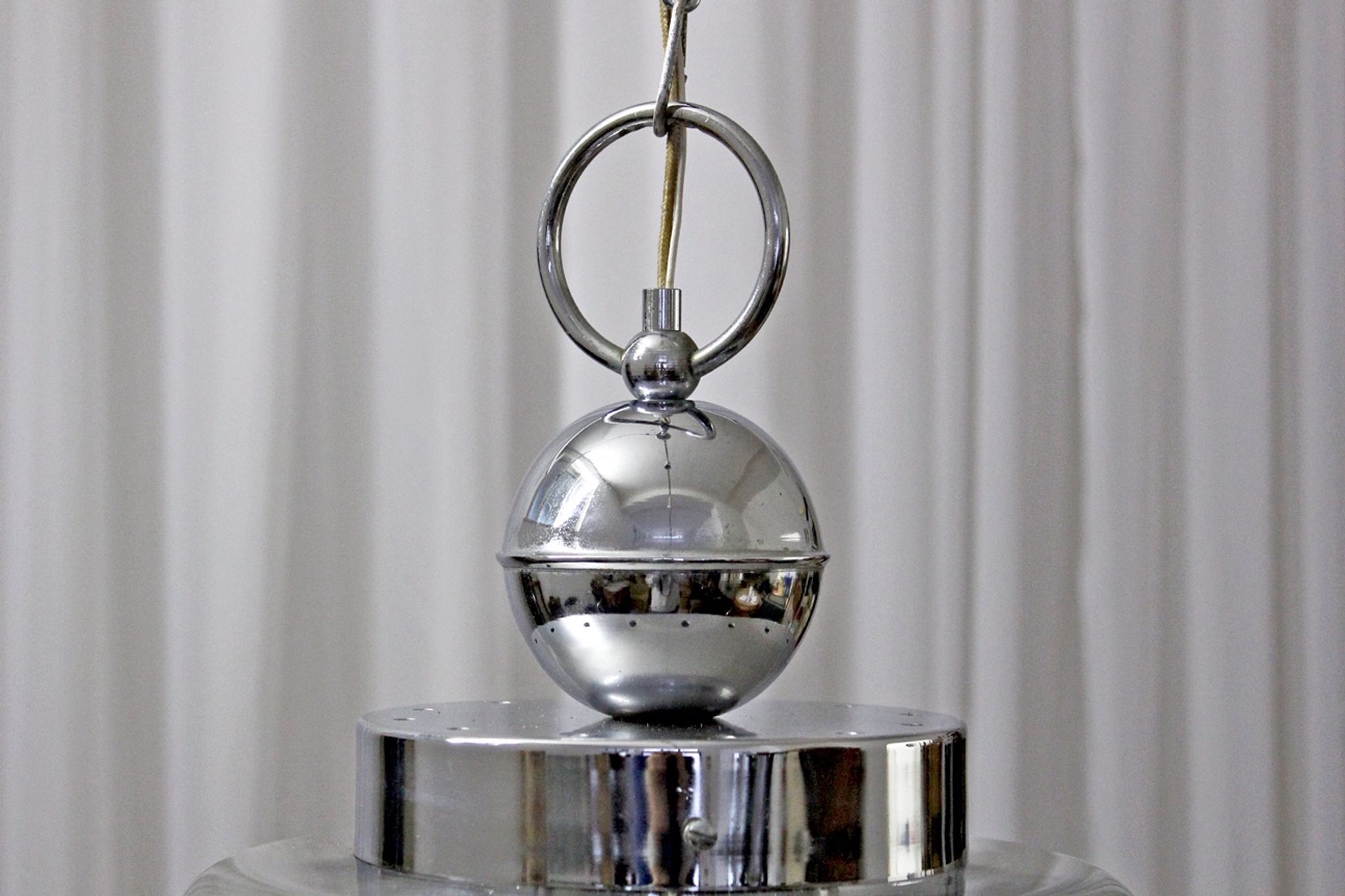 Vintage chrome hanging lamp, 1970s